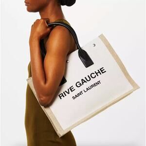 NEW SAINT LAURENT YSL RIVE GAUCHE SUMMER SMALL CANVAS TOTE BAG AUTHENTIC